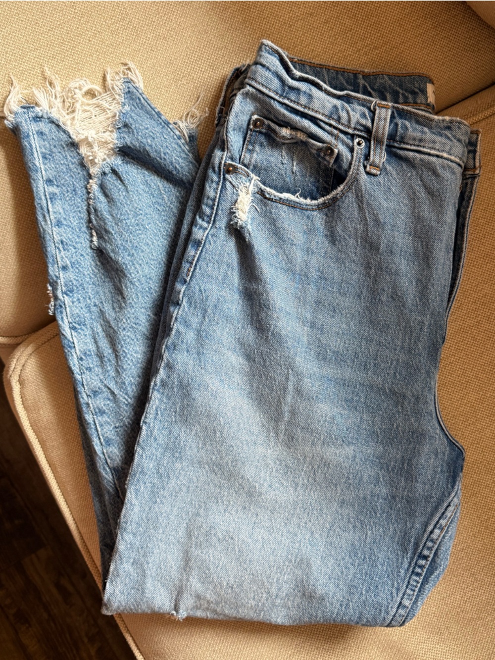 A&F Distressed Skinny High Rise Jeans